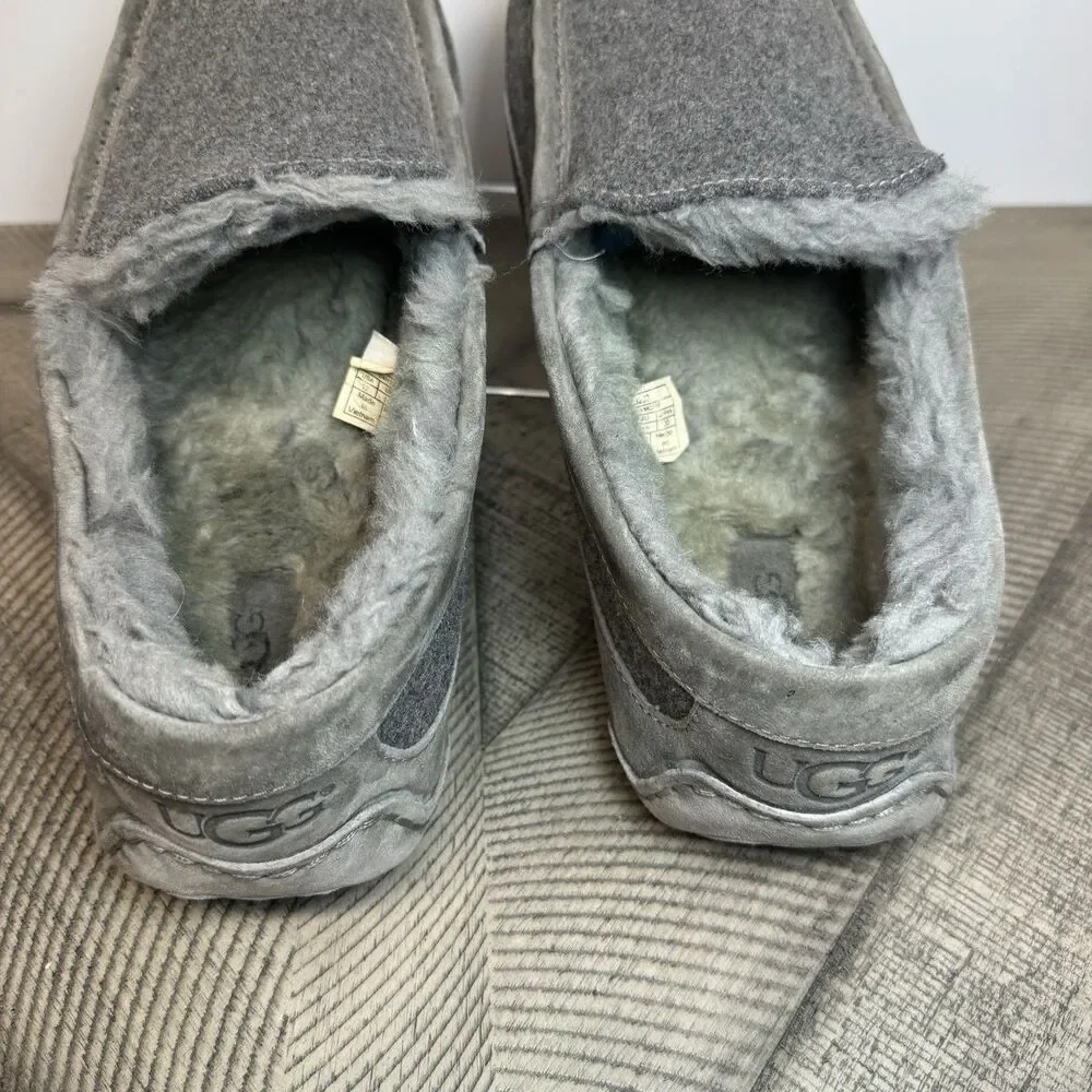 UGG Men’s Gray Suede Slip-On Lined Comfort Slippers US 12 EU 45